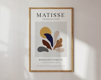 Lámina floral abstracta de Matisse, póster de exposición en tonos tierra (descarga digital)