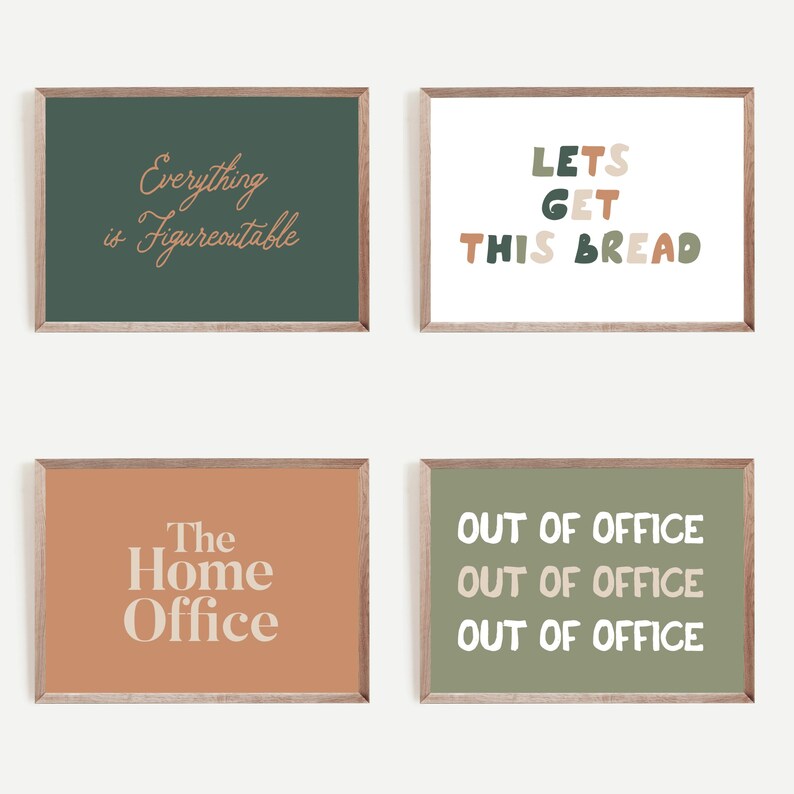 Home Office Wall Art Set, Office Wall Art, Home Office Decor, Cute ...