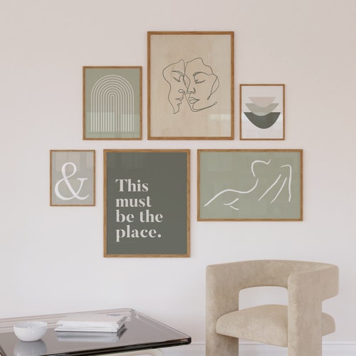 Green Gallery Wall Set Sage Green Decor Floral Wall Art Etsy