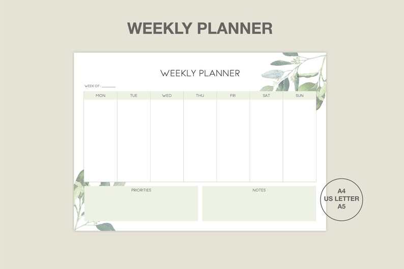 Landscape Weekly Planner Printable Weekly Planner Weekly Etsy