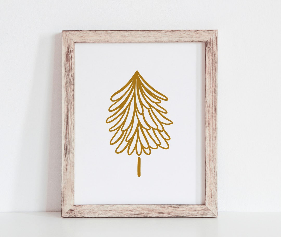 Christmas Tree Wall Art Gold Christmas Wall Art Holiday Etsy