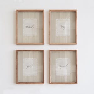 Set van 4 prints voor de wasruimte: neutrale wasruimtedecoratie, vintage wasruimtekunst (digitale download)