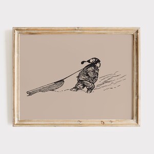 Christmas Sled Print, Christmas Wall Art, Retro Christmas Art, Vintage Christmas Art, Trendy Christmas Print, Boho Christmas Print, Christmas Decorations, Holiday Prints, Neutral Winter Canvas