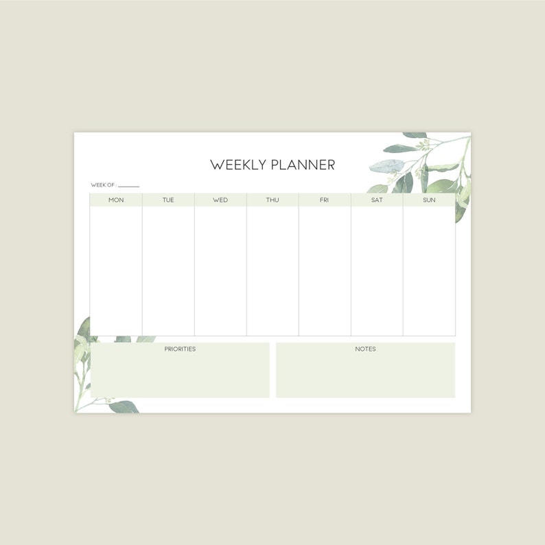 Landscape Weekly Planner Printable Weekly Planner Weekly | Etsy