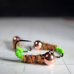 Three (3) Euro Peeping Caddis Jig for Fly Fishing, Euro Nymphing.