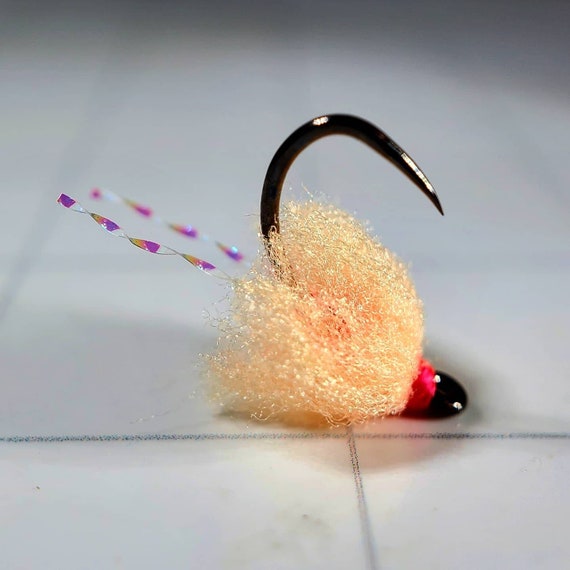 egg and hook fly fishing bead 3 Pack Head Hot Pink Flies -Hook Size 16 This is a perfect fly as a top fly to use in tandem with a small midge Fall salmon egg pattern fly