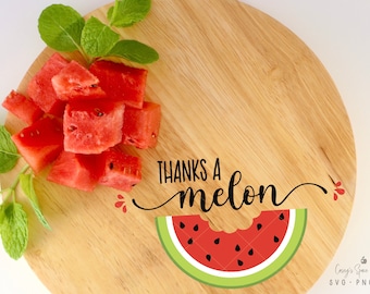 Thanks A Melon Bite SVG, Melon Puns, Watermelon Bite, Layered Watermelon Cut File, Summer Fruit Cut File Cricut Silhouette, Instant Download