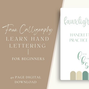 Faux Calligraphy Practice Sheets | Learn Handlettering | Instant Download
