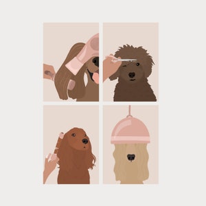 Peluquerías - Láminas de peluquería canina. Ilustraciones de peluqueros caninos. Regalo para peluqueros caninos. Decoración de peluquería canina. Logotipo de peluquería. Arte mural para peluqueros.