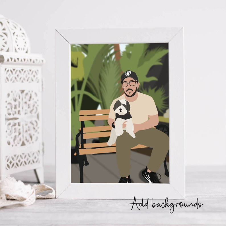 Custom Faceless Pet and Owner Portrait Digital and Printed. Personalised Pet and Human Digital Illustration. Pet & Parent Gift. Pet Owner. image 5
