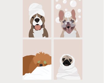 Dog Grooming Prints. Dog Groom Illustrations. Dog Groomer Gift. Grooming Salon Décor. Grooming Logo. Wall Art for Groomer.