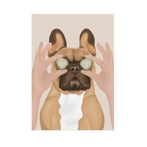 French Bulldog with Cucumber Eyes Illustration - Digital & Print by LC Illustration