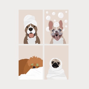 Dog Grooming Illustrations. Dog Grooming Prints. Dog Salon Wall Decor. Fun Dog Art. Dog Groomer Gift. Sent Same Day. Dog Pamper Wall Art.