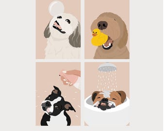 Dog Grooming Prints and Illustrations. Dog Groomer Gift. Grooming Salon Décor. Grooming Logo. Dog Grooming Salon Wall Art. Custom Pet Art.