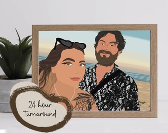 CustomCouple Illustration Digital or Print. Partner Portrait. Gift to Girlfriend or Boyfriend. Anniversary Gift. Personalised Gift.