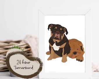 Custom Block Colour Pet Illustration - Personalised Pet Portraits Digital and Printed by LC Illustration