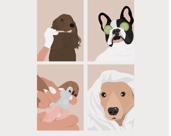 Dog Grooming Prints and Illustrations. Dog Groomer Gift. Grooming Salon Décor. Grooming Logo. Dog Grooming Salon Wall Art. Custom Pet Art.