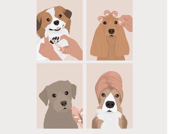 Dog Grooming Prints and Illustrations. Dog Groomer Gift. Grooming Salon Décor. Grooming Logo. Dog Grooming Salon Wall Art. Custom Pet Art.