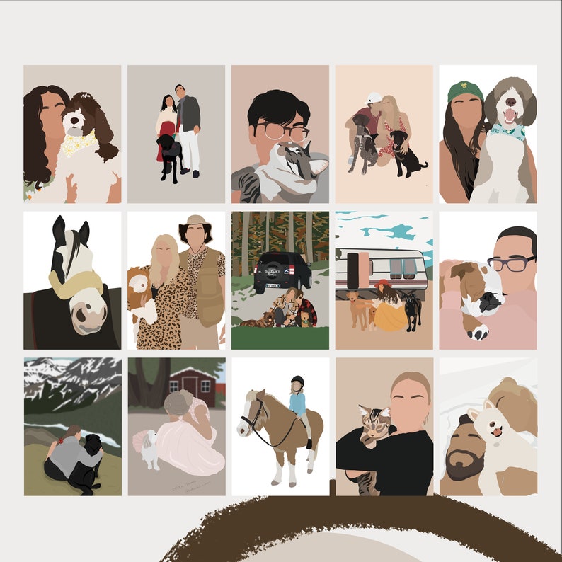 Custom Faceless Pet and Owner Portrait Digital and Printed. Personalised Pet and Human Digital Illustration. Pet & Parent Gift. Pet Owner. image 7