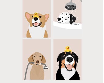 Dog Grooming Prints. Dog Groom Illustrations. Dog Groomer Gift. Grooming Salon Décor. Grooming Logo. Wall Art for Groomer.