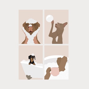 Bubbles - Dog Grooming Prints. Dog Groom Illustrations. Dog Groomer Gift. Grooming Salon Décor. Grooming Logo. Wall Art for Groom Salon.