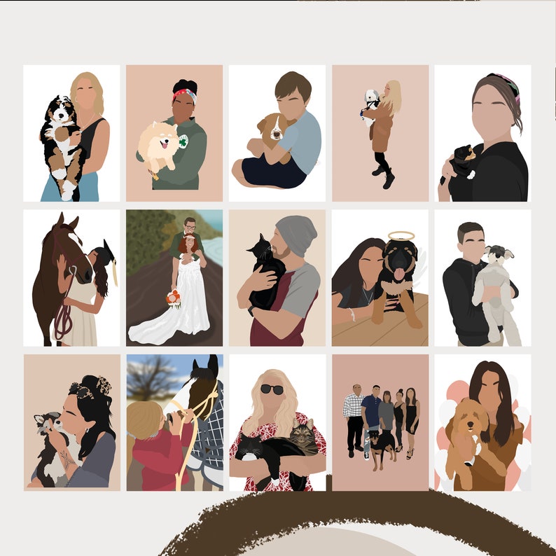 Custom Faceless Pet and Owner Portrait Digital and Printed. Personalised Pet and Human Digital Illustration. Pet & Parent Gift. Pet Owner. image 8