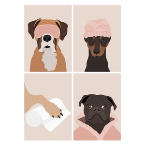 Doggy Pamper Illustrations. Dog Grooming Prints. Dog Salon Wall Decor. Dog Groomer Gift. Sent Same Day. Dog Wall Art. Digital or Printed.