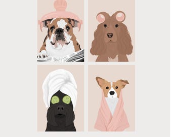 Dog Grooming Prints and Illustrations. Dog Groomer Gift. Grooming Salon Décor. Grooming Logo. Dog Grooming Salon Wall Art. Custom Pet Art.
