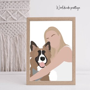 Custom Faceless Pet and Owner Portrait Digital and Printed. Personalised Pet and Human Digital Illustration. Pet & Parent Gift. Pet Owner. image 6