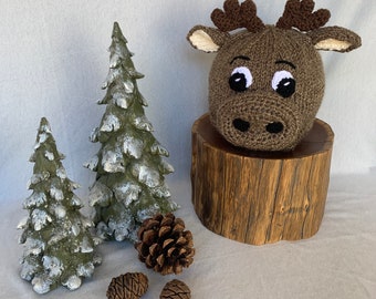 Hand Knit Moose Hat