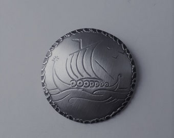 Brooch "Viking ship" 0607 - Handmade in Norway