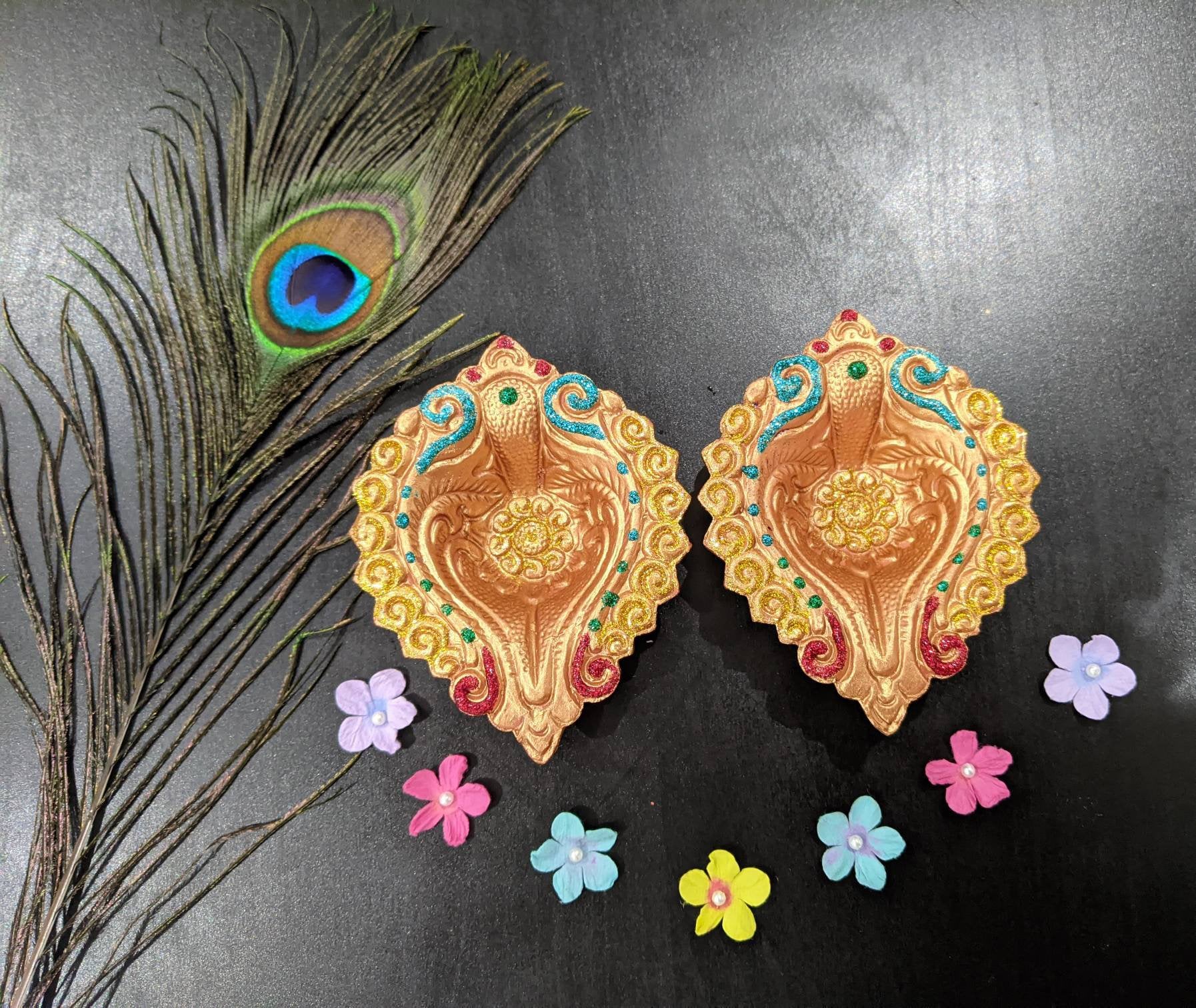 Handpainted Decorative Clay Diya for Navratri Diwali & Etsy