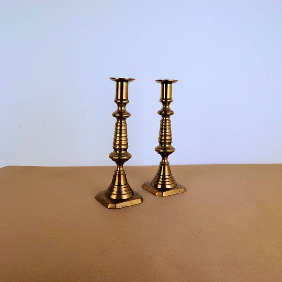 Two Brass Vintage Candle Holders. 2 Brass Candlestick Holders - Etsy