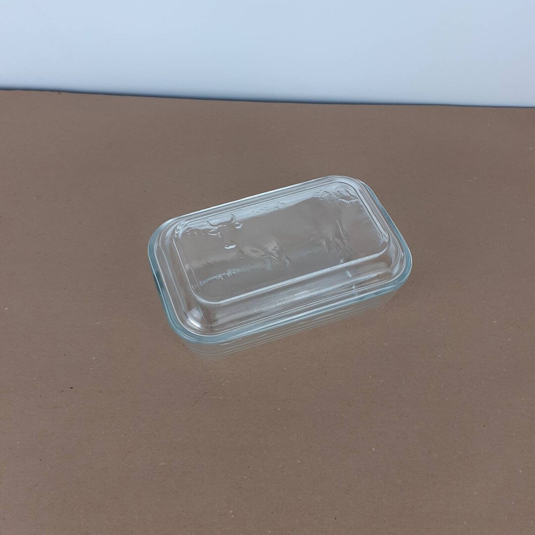 French Glass Butter Dish. the Arcoroc Cow Butter Dish. Glass Butter