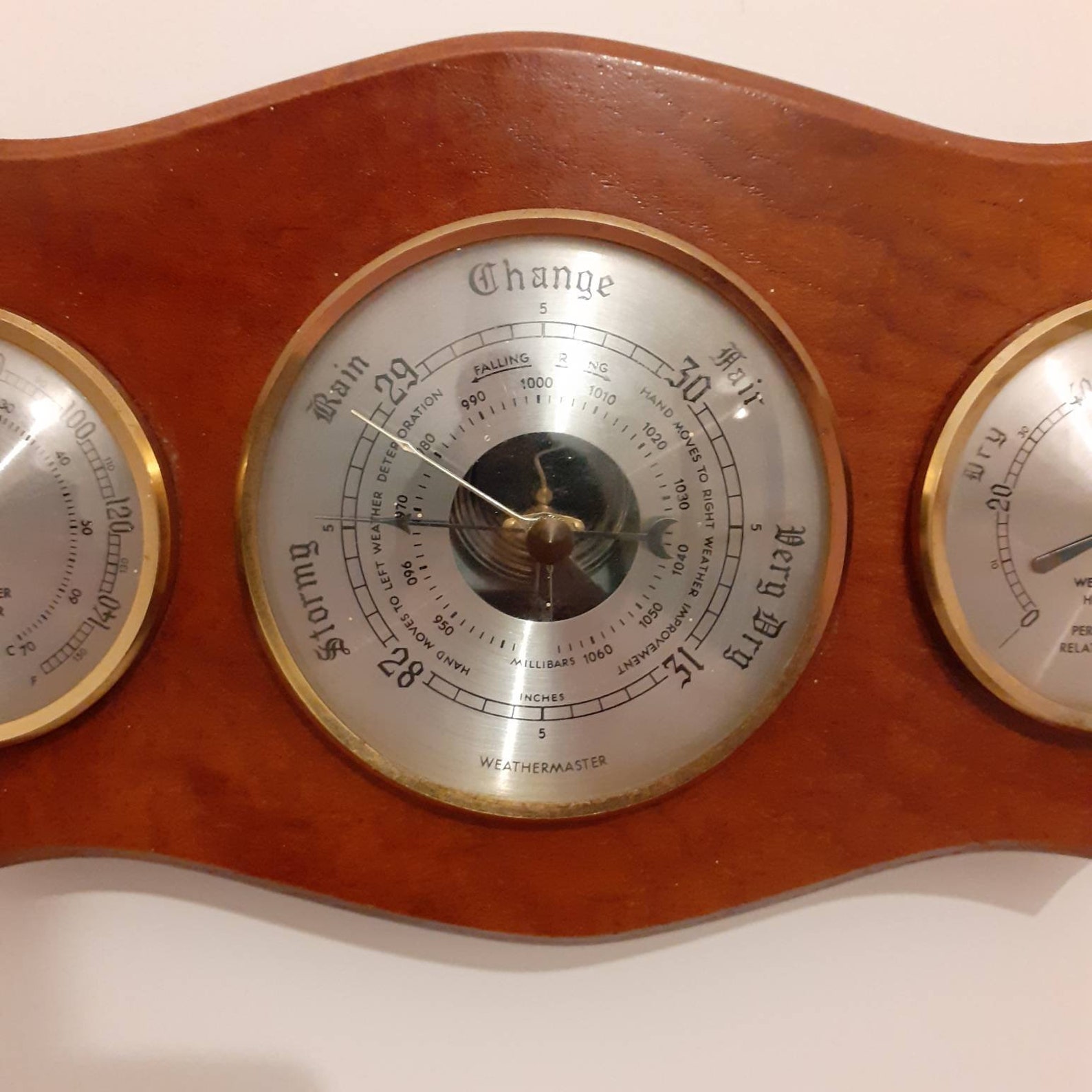 Weathermaster Barometer. Vintage Wooden Nautical Barometer Etsy UK