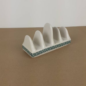 Toast rack vintage, collectable cream toast rack with green boarder