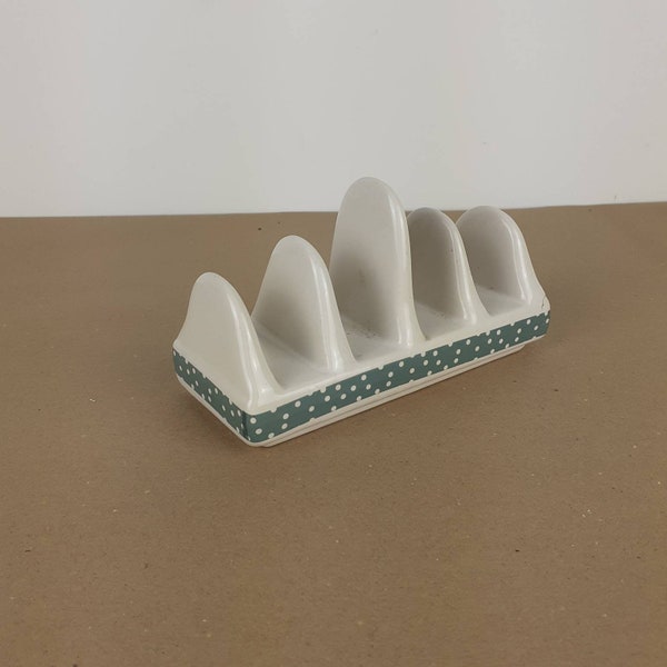 Toast rack vintage, collectable cream toast rack with green boarder