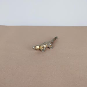 Brass crocodile. Vintage miniature brass alligator. Made in England.