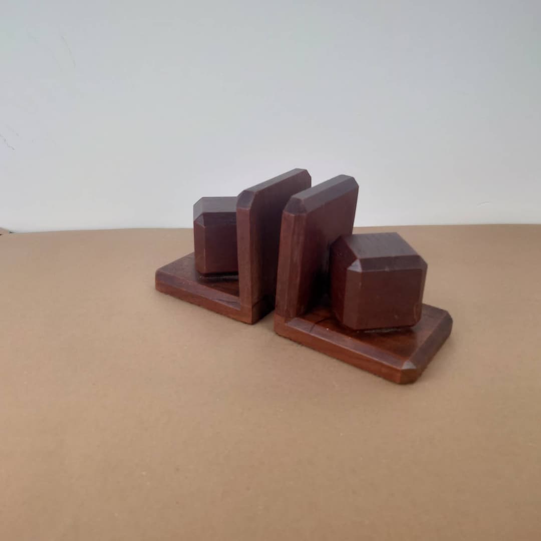 Vintage Wooden Bookends Etsy