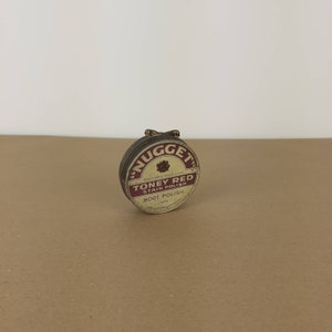 Antique &quot;Nugget&quot; Toney Red boot polish and leather preservative. Vintage collectable advertisement tin.