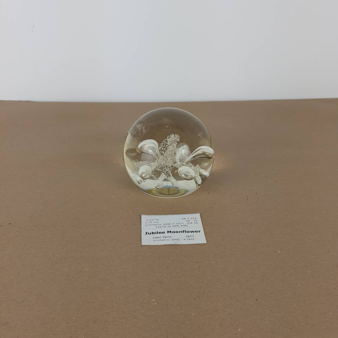 Caithness Moonflower. Vintage Handmade Glass Paperweight. Etsy
