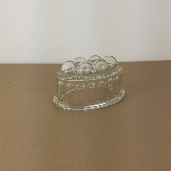 Heavy vintage Glass Jelly Mould. Mid century solid glass kitchenware