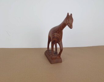 Large Vintage hand-carved wooden giraffe