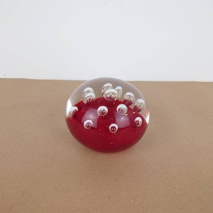 Vintage large red glass paperweight