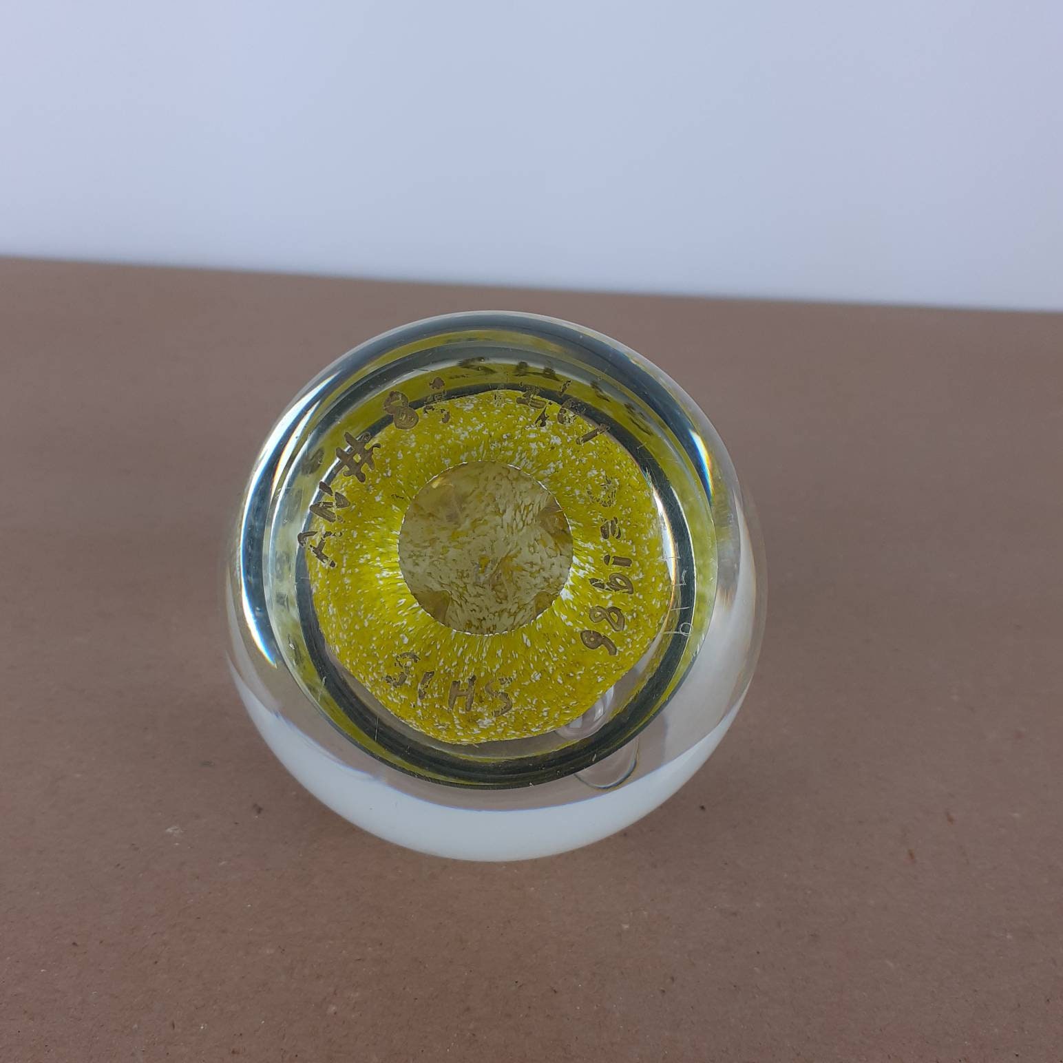 Caithness moonflower. Vintage handmade glass paperweight. Etsy