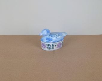 Vintage Edamin China Duck Trinket Pot: Ceramic Kitchen Storage Jar