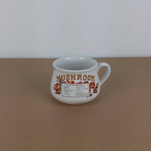 Retro Mushroom Soup Bowl. 1970 Soup Mugs. Vintage Soup Bowl. Vintage Soup Mug/Cup. 1970 Kitchen. Recipe Soup Bowl