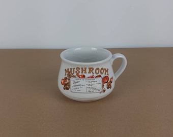 Vintage Mushroom Soup Mug: 1970s Recipe Bowl