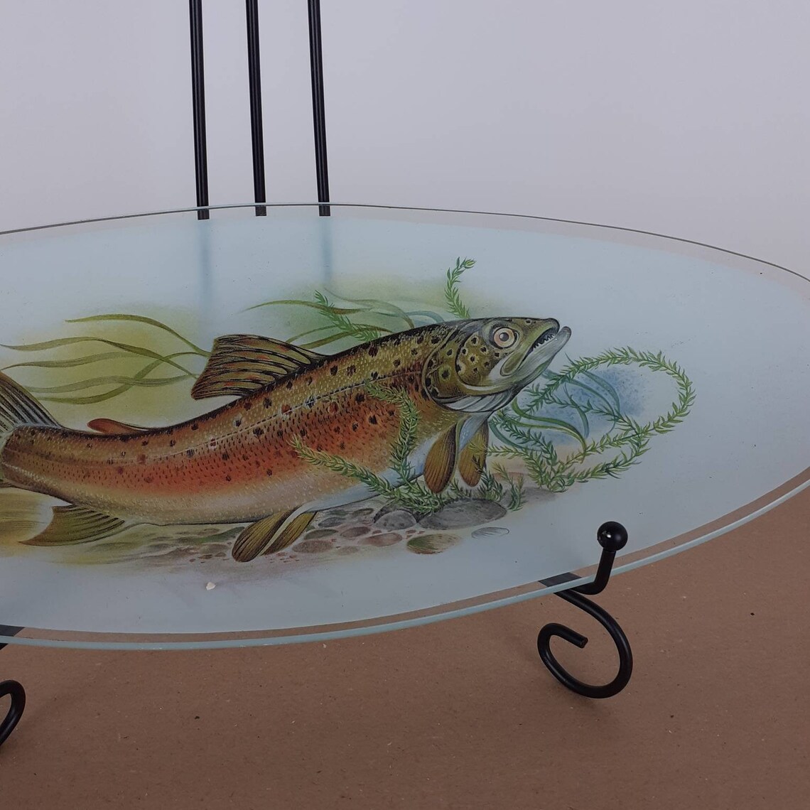 Rainbow Trout Glass Fish serving plate. Etsy