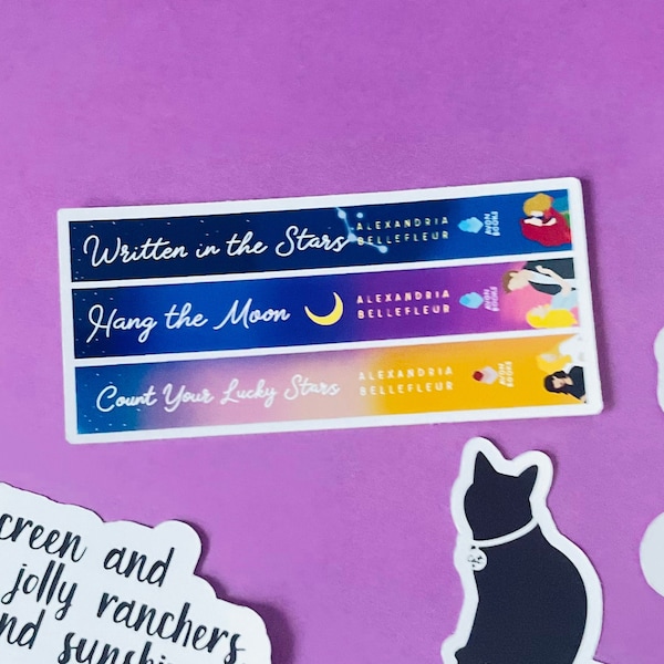 Written in the Stars inspired sticker set | Reading Sticker | Alexandria Bellefleur books | Hang the Moon | Count your lucky stars